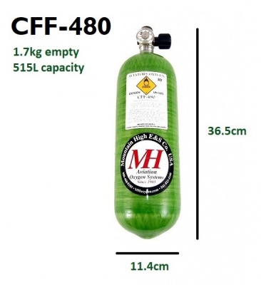 Mountain High CFF-480 Carbon Fibre Oxygen Bottle