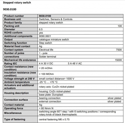 Rotary Battery Selection Switch